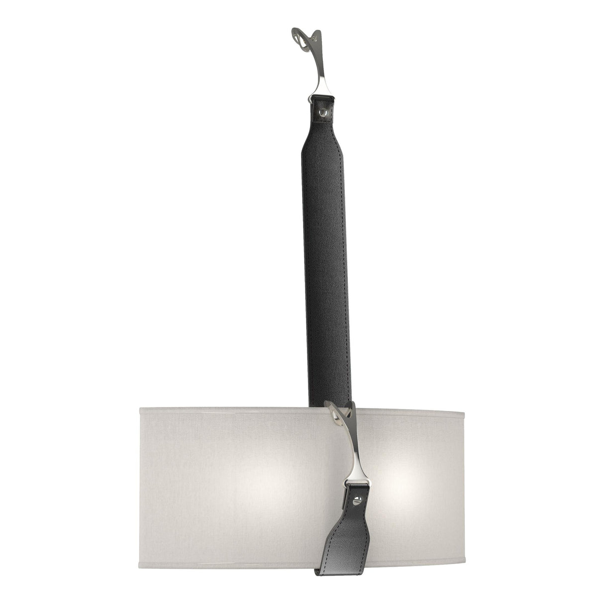 Hubbardton Forge 2022 Black Polished Nickel Black Leather Flax Shade (SE) Saratoga Sconce