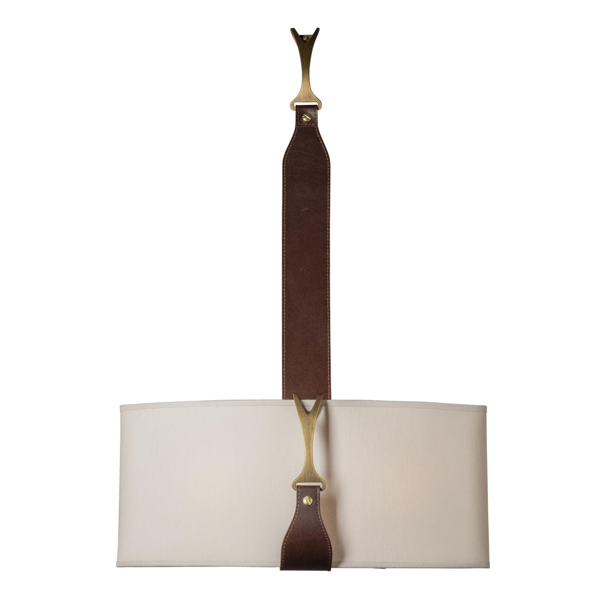 Hubbardton Forge 2022 Black Antique Brass British Brown Leather Flax Shade (SE) Saratoga Sconce