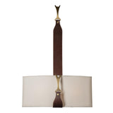 Hubbardton Forge 2022 Black Antique Brass British Brown Leather Flax Shade (SE) Saratoga Sconce