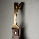 Hubbardton Forge 2022 Black Antique Brass British Brown Leather Flax Shade (SE) Saratoga Sconce