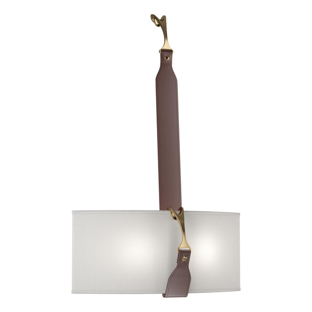 Hubbardton Forge 2022 Black Antique Brass British Brown Leather Natural Anna Shade (SF) Saratoga Sconce