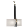 Hubbardton Forge 2022 Black Antique Brass Black Leather Flax Shade (SE) Saratoga Sconce