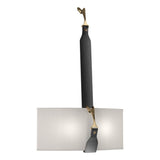Hubbardton Forge 2022 Black Antique Brass Black Leather Flax Shade (SE) Saratoga Sconce