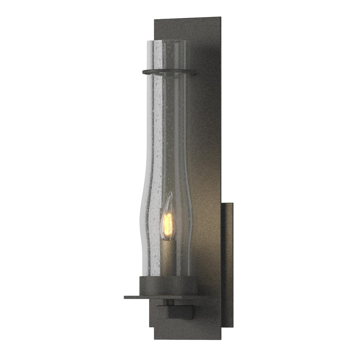 Hubbardton Forge 2009 Natural Iron Seeded Clear Glass (II) New Town Large Sconce