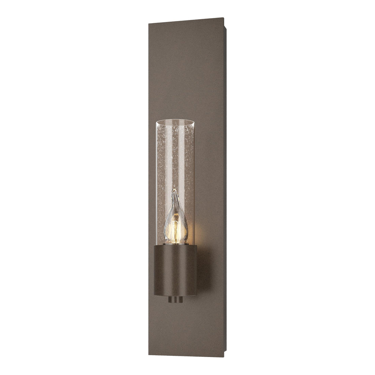 Hubbardton Forge 2015 Bronze Seeded Clear Glass (II) Pillar 1 Light Sconce