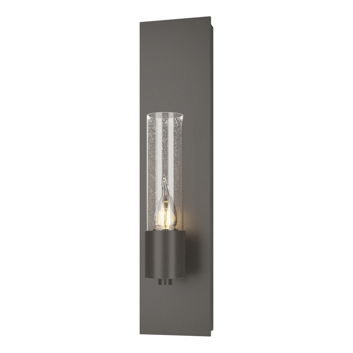 Hubbardton Forge 2015 Dark Smoke Seeded Clear Glass (II) Pillar 1 Light Sconce