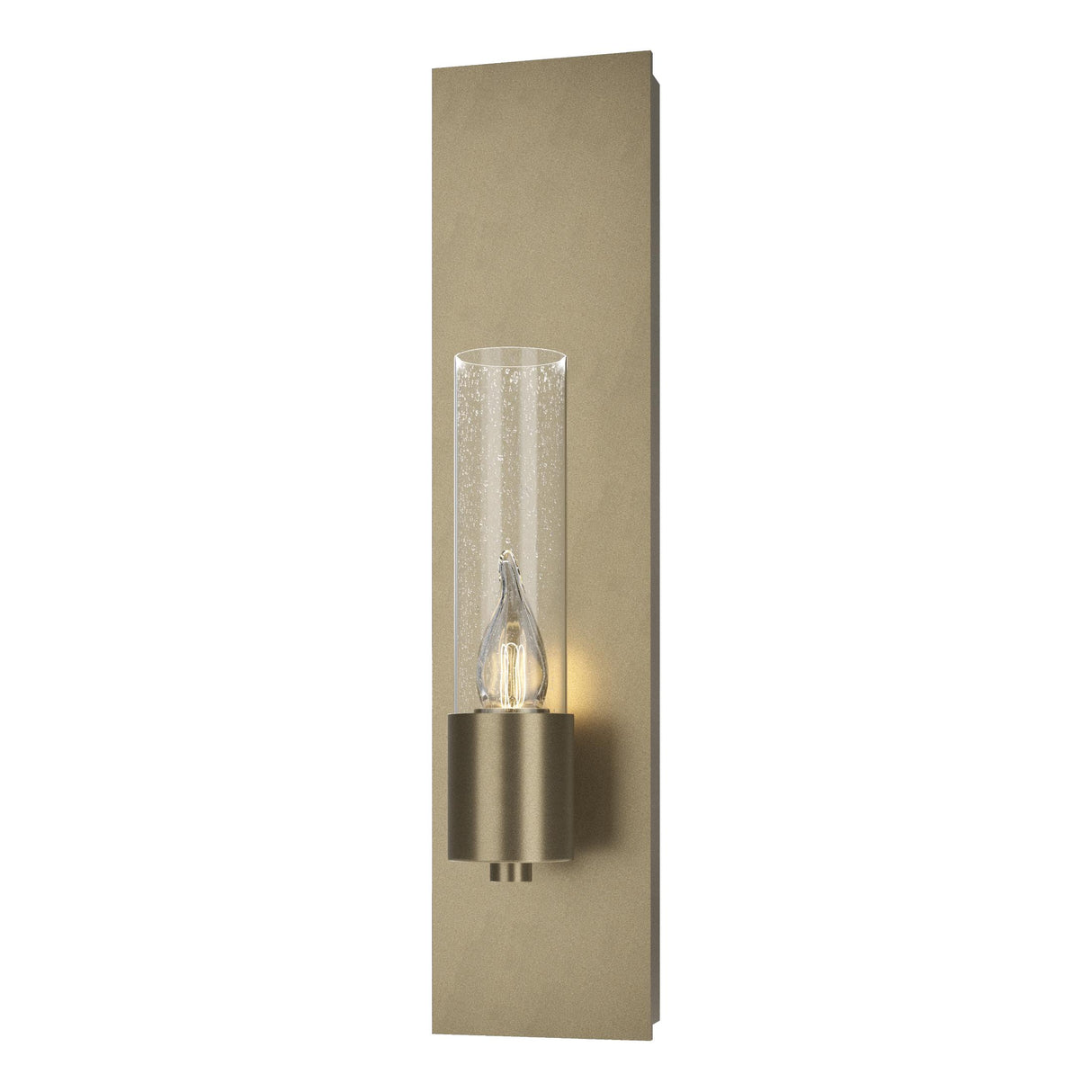 Hubbardton Forge 2015 Soft Gold Seeded Clear Glass (II) Pillar 1 Light Sconce