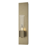 Hubbardton Forge 2015 Soft Gold Seeded Clear Glass (II) Pillar 1 Light Sconce