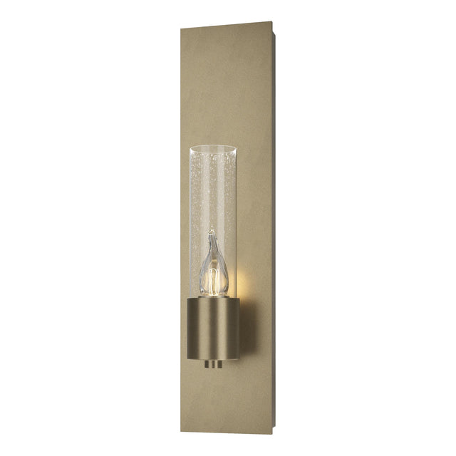 Hubbardton Forge 2015 Soft Gold Seeded Clear Glass (II) Pillar 1 Light Sconce