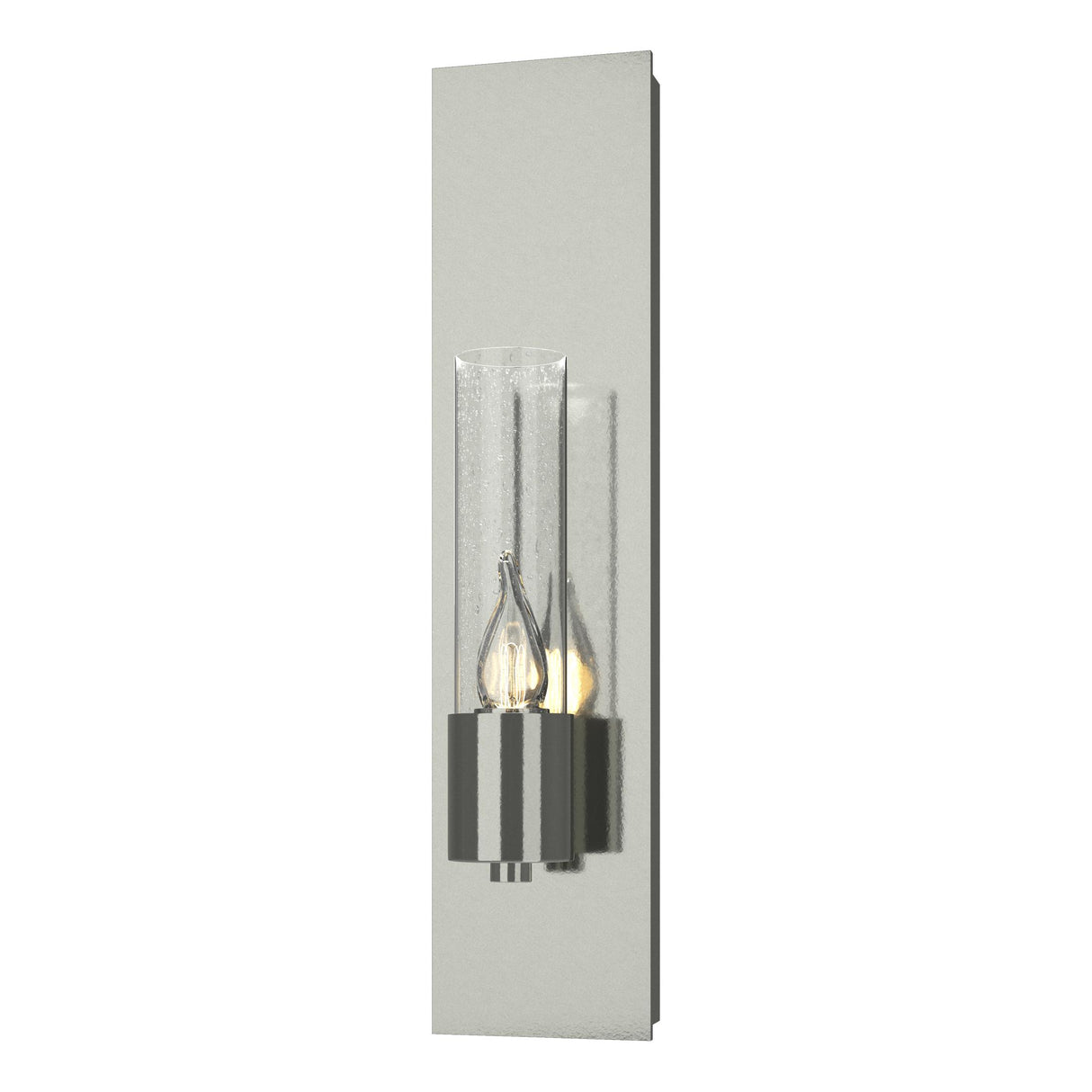 Hubbardton Forge 2015 Sterling Seeded Clear Glass (II) Pillar 1 Light Sconce