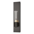 Hubbardton Forge 2015 Oil Rubbed Bronze Seeded Clear Glass (II) Pillar 1 Light Sconce
