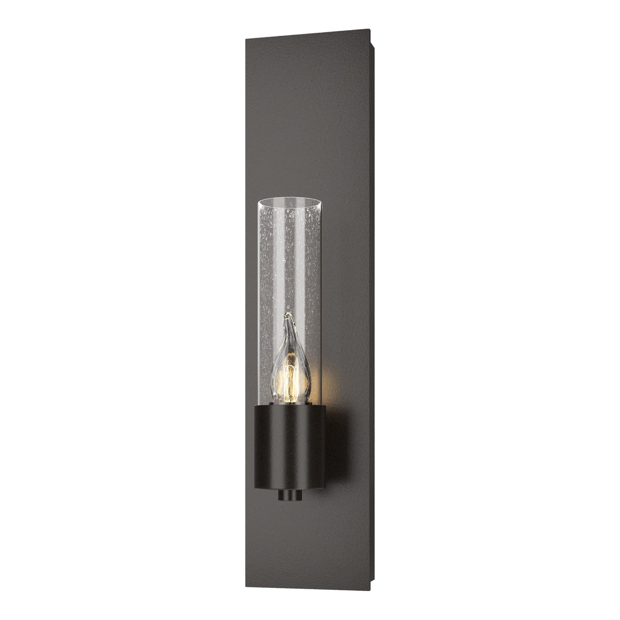 Hubbardton Forge 2015 Oil Rubbed Bronze Seeded Clear Glass (II) Pillar 1 Light Sconce