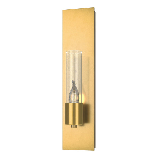 Hubbardton Forge 2015 Modern Brass Seeded Clear Glass (II) Pillar 1 Light Sconce