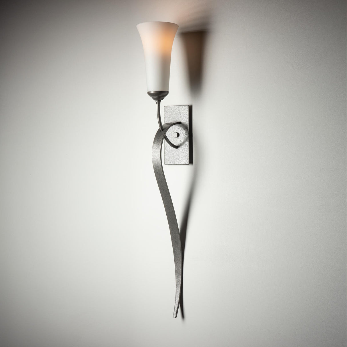 Hubbardton Forge 2001 Natural Iron Opal Glass (GG) Sweeping Taper Sconce