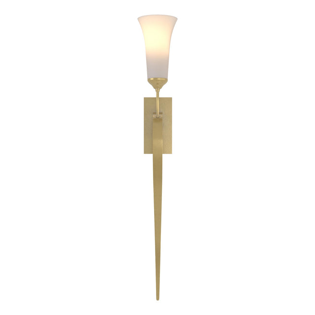Hubbardton Forge 2001 Modern Brass Opal Glass (GG) Sweeping Taper Sconce