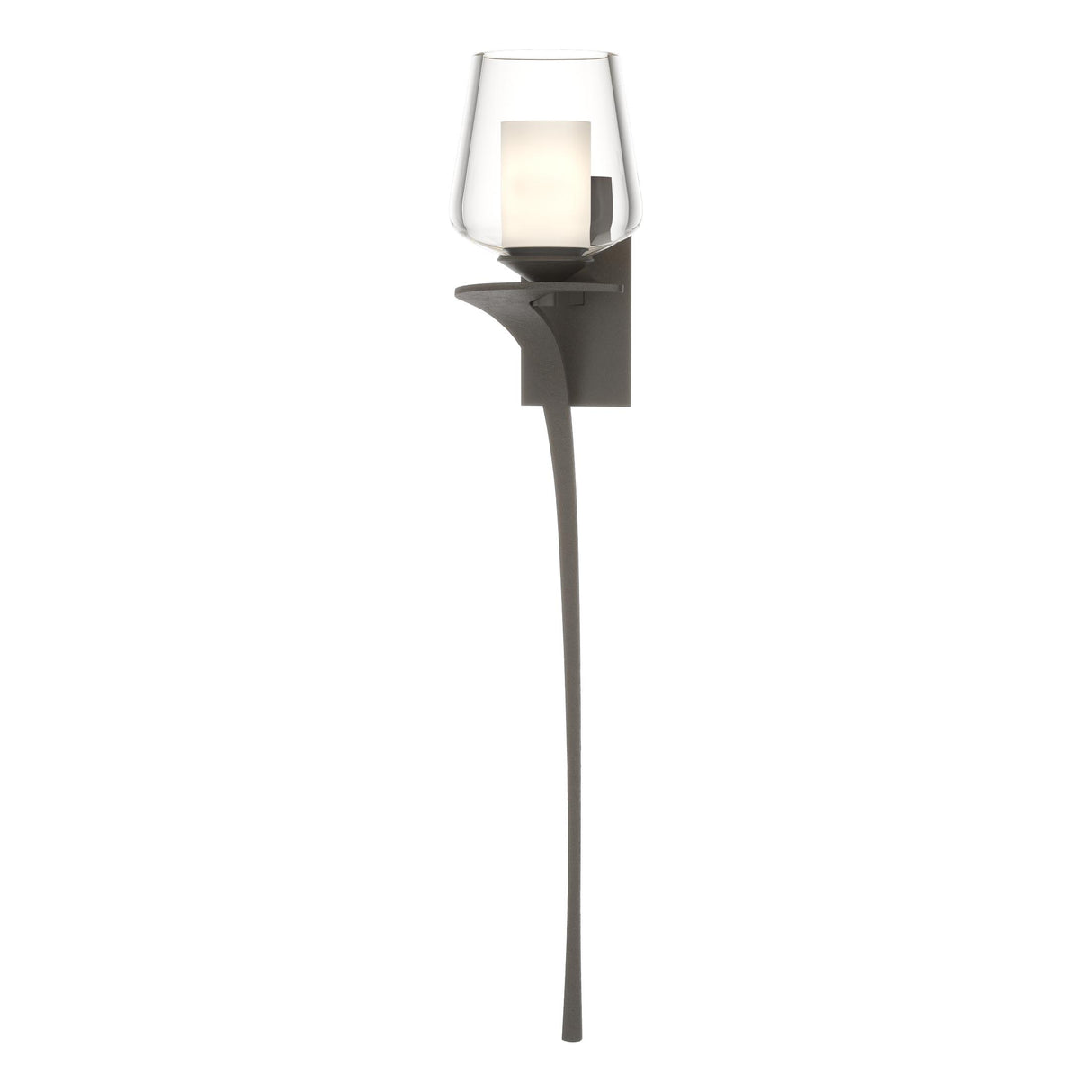Hubbardton Forge 2010 Dark Smoke Clear Glass with Opal Diffuser (ZU) Left Antasia Double Glass 1 Light Sconce