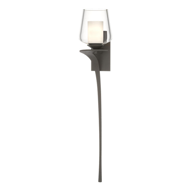 Hubbardton Forge 2010 Dark Smoke Clear Glass with Opal Diffuser (ZU) Left Antasia Double Glass 1 Light Sconce