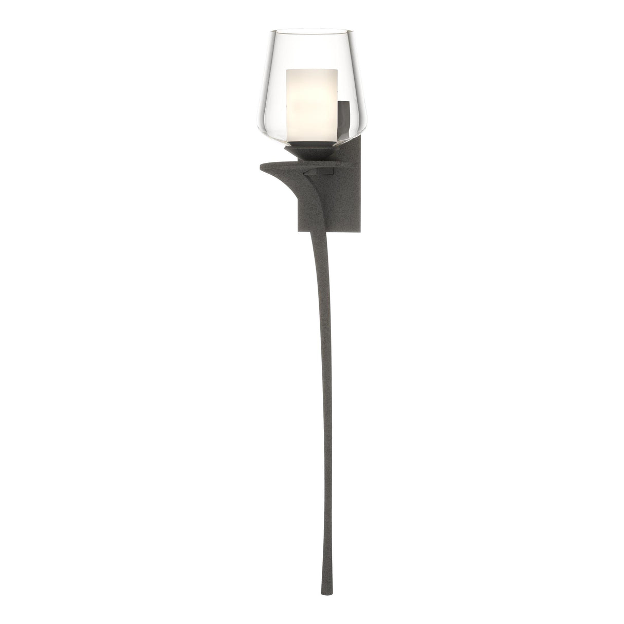 Hubbardton Forge 2010 Natural Iron Clear Glass with Opal Diffuser (ZU) Left Antasia Double Glass 1 Light Sconce