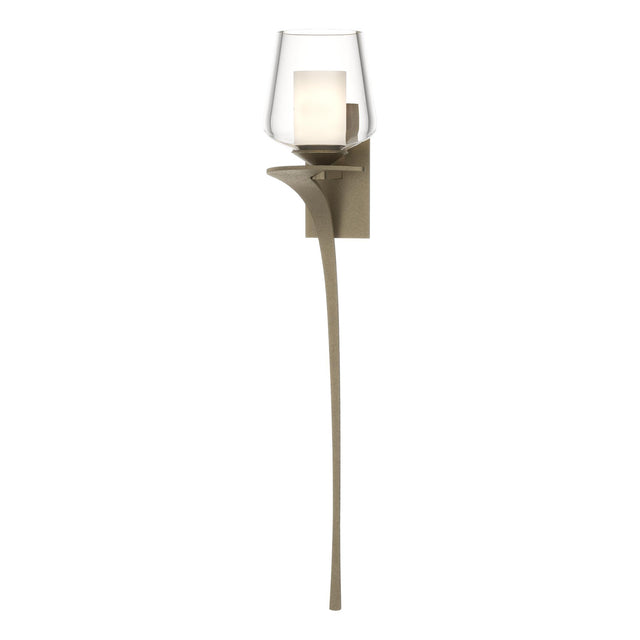 Hubbardton Forge 2010 Soft Gold Clear Glass with Opal Diffuser (ZU) Left Antasia Double Glass 1 Light Sconce