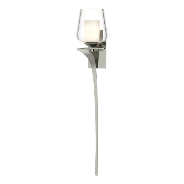 Hubbardton Forge 2010 Sterling Clear Glass with Opal Diffuser (ZU) Left Antasia Double Glass 1 Light Sconce