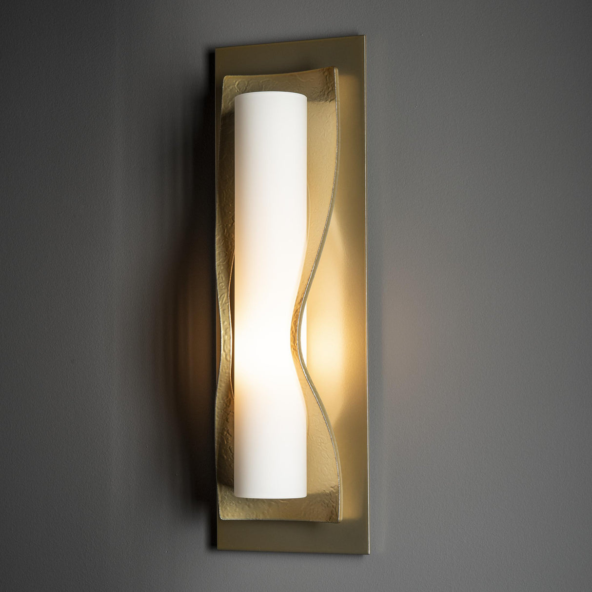 Hubbardton Forge 2011 Modern Brass Opal Glass (GG) Dune Sconce