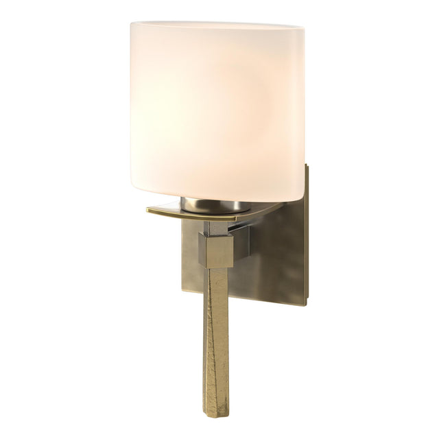 Hubbardton Forge 2010 Modern Brass Opal Glass (GG) Beacon Hall Ellipse Glass Sconce
