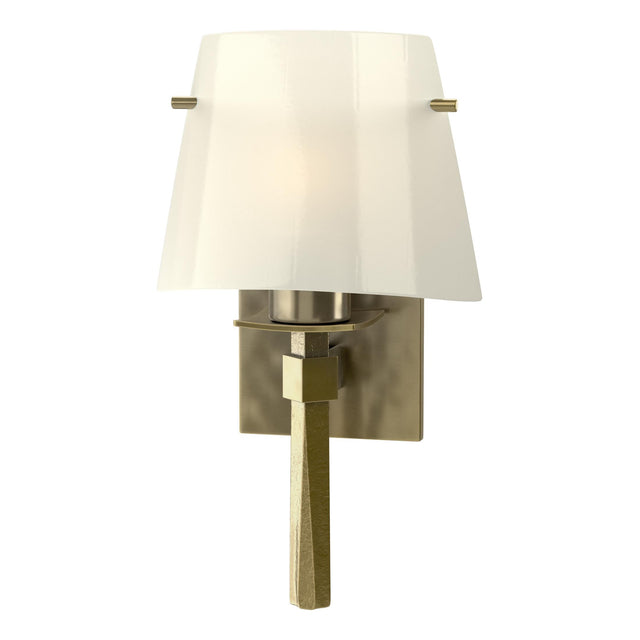 Hubbardton Forge 2010 Modern Brass Ivory Art Glass (CC) Beacon Hall Half Cone Glass Sconce