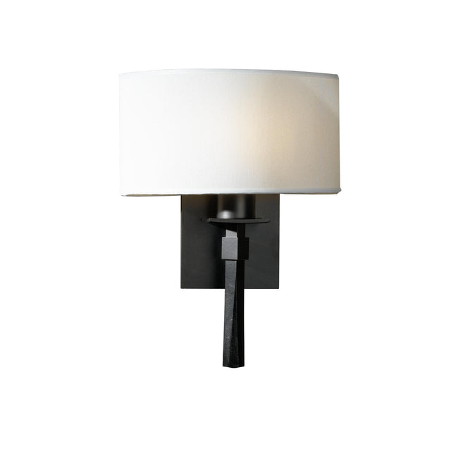 Hubbardton Forge 2022 Dark Smoke Natural Anna Shade (SF) Beacon Hall Half Drum Shade Sconce