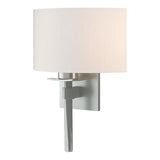 Hubbardton Forge 2022 Vintage Platinum Flax Shade (SE) Beacon Hall Half Drum Shade Sconce