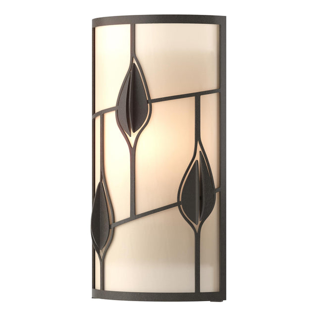 Hubbardton Forge 2016 Dark Smoke White Art Glass (BB) Alison's Leaves Sconce