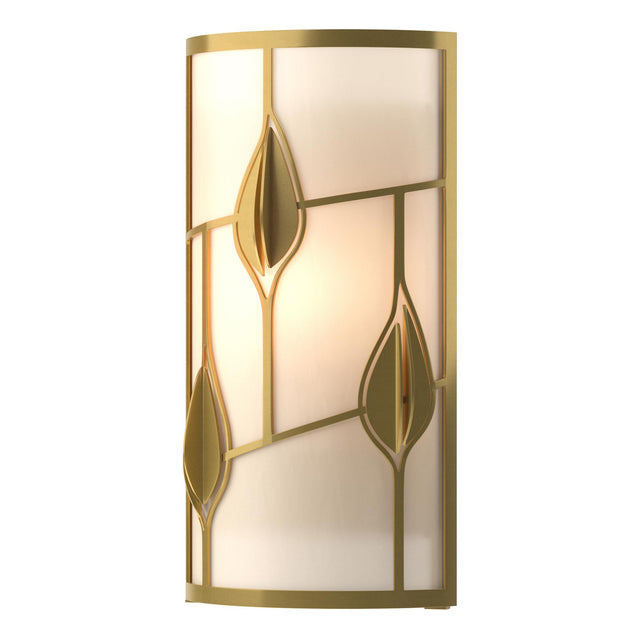 Hubbardton Forge 2016 Modern Brass White Art Glass (BB) Alison's Leaves Sconce