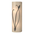 Hubbardton Forge 2004 Dark Smoke White Art Glass (BB) Left Forged Leaf and Stem Sconce