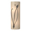Hubbardton Forge 2004 Dark Smoke White Art Glass (BB) Left Forged Leaf and Stem Sconce