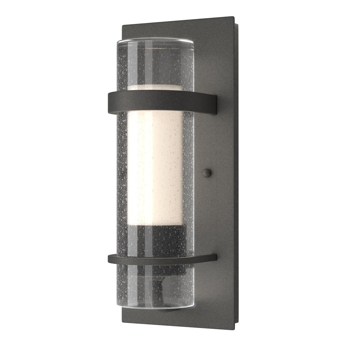 Hubbardton Forge 2020 Natural Iron Seeded Glass with Opal Diffuser (ZS) Torch Indoor Sconce