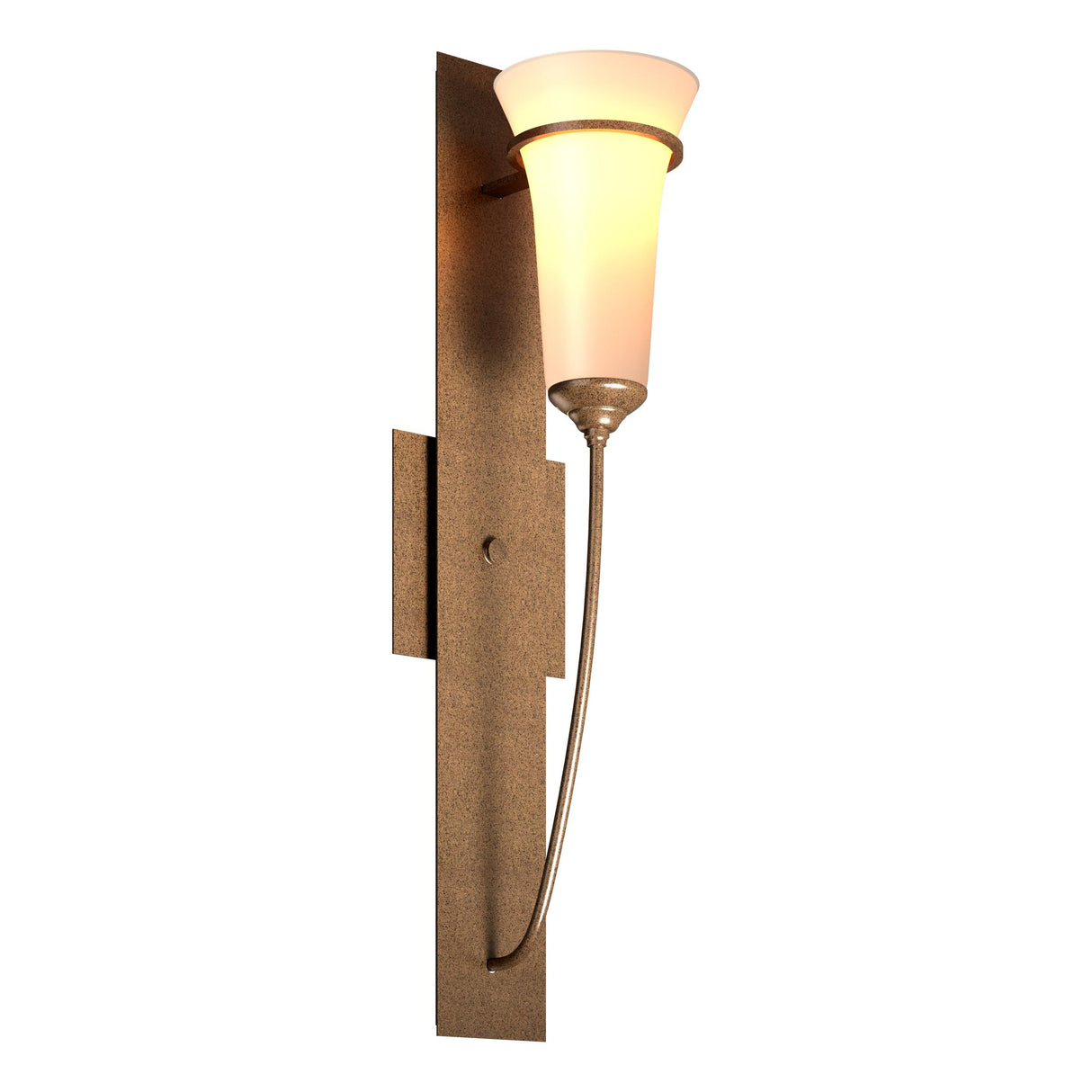 Hubbardton Forge 2001 Bronze Opal Glass (GG) Banded Wall Torch Sconce