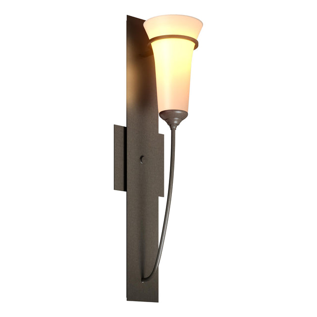 Hubbardton Forge 2001 Dark Smoke Opal Glass (GG) Banded Wall Torch Sconce