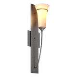 Hubbardton Forge 2001 Natural Iron Opal Glass (GG) Banded Wall Torch Sconce