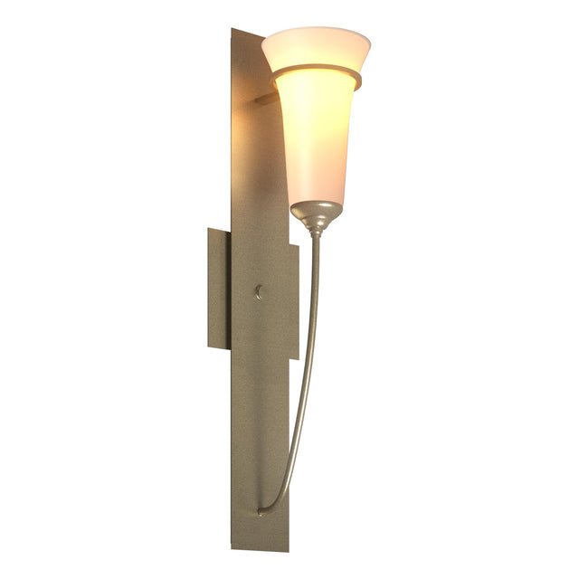 Hubbardton Forge 2001 Soft Gold Opal Glass (GG) Banded Wall Torch Sconce