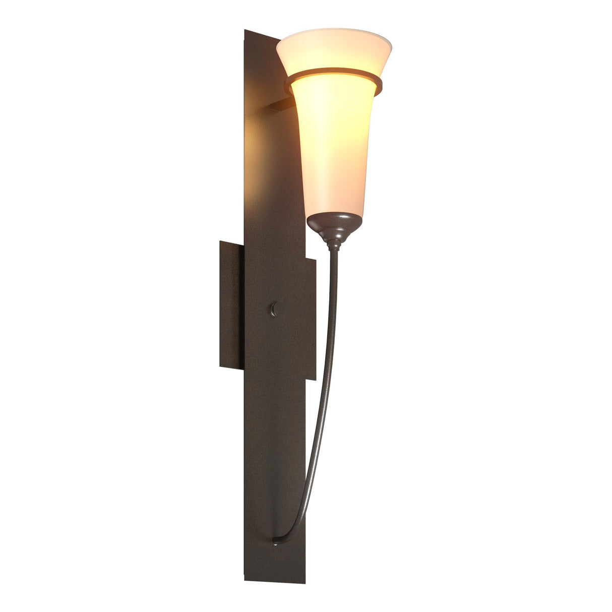 Hubbardton Forge 2001 Oil Rubbed Bronze Opal Glass (GG) Banded Wall Torch Sconce