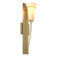 Hubbardton Forge 2001 Modern Brass Opal Glass (GG) Banded Wall Torch Sconce