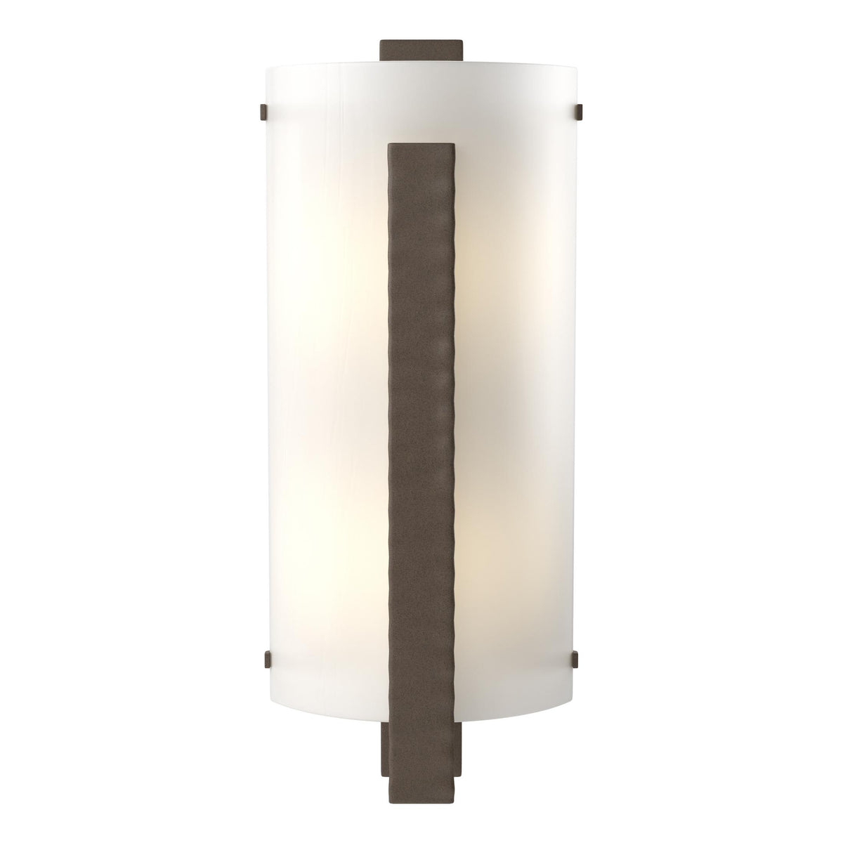 Hubbardton Forge 2006 Bronze White Art Glass (BB) Forged Vertical Bar Sconce