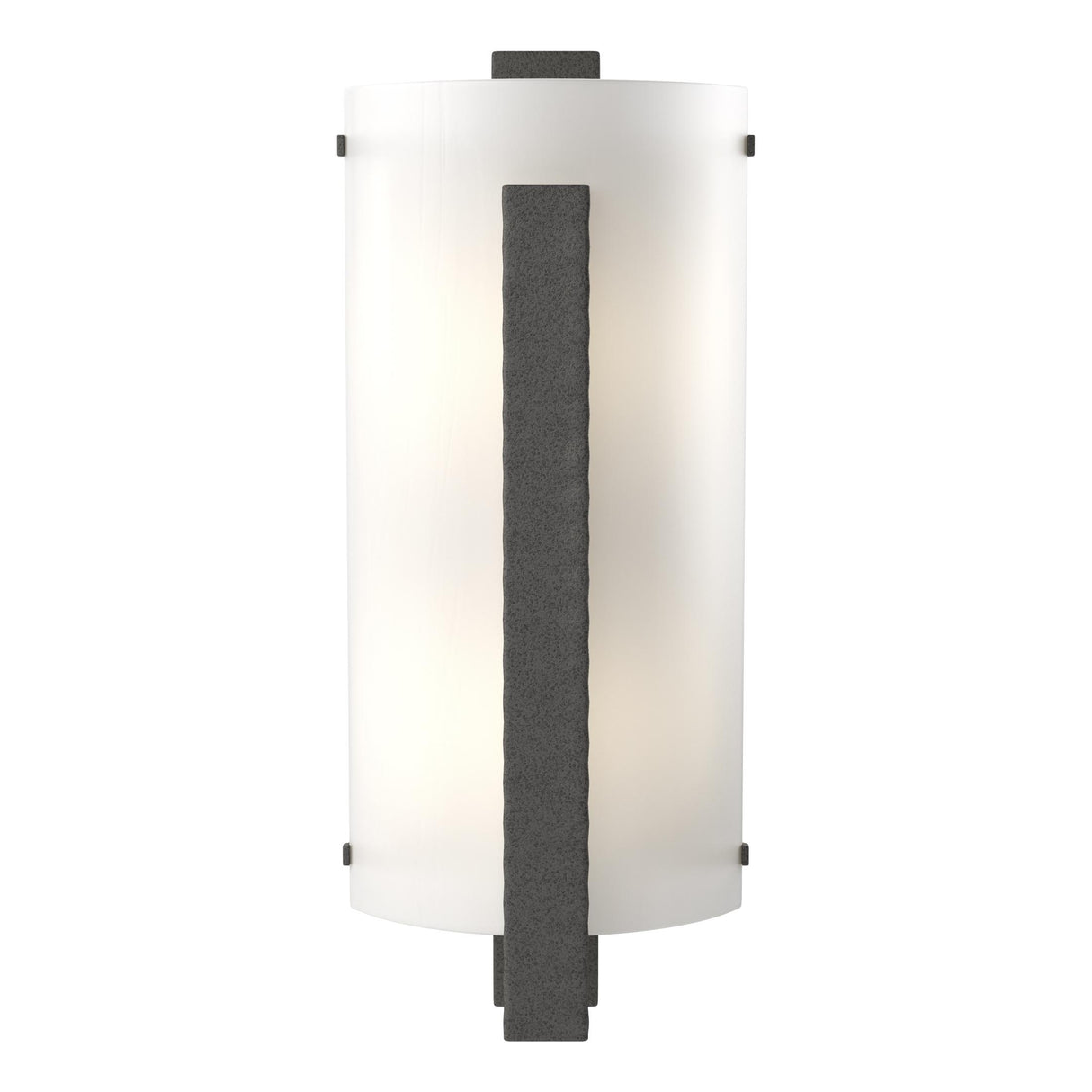 Hubbardton Forge 2006 Natural Iron White Art Glass (BB) Forged Vertical Bar Sconce