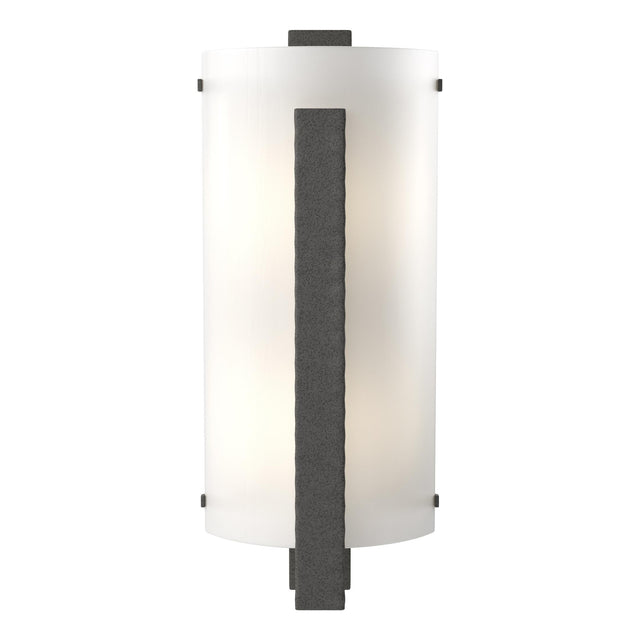 Hubbardton Forge 2006 Natural Iron White Art Glass (BB) Forged Vertical Bar Sconce