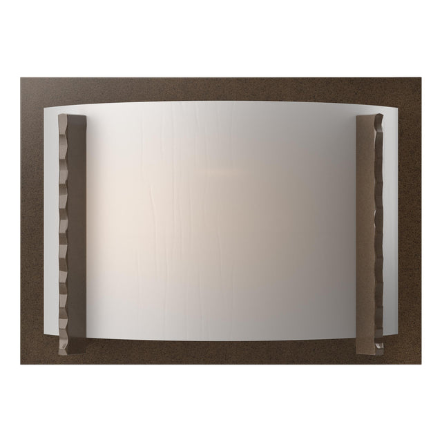 Hubbardton Forge 2001 Bronze White Art Glass (BB) Forged Vertical Bars Sconce