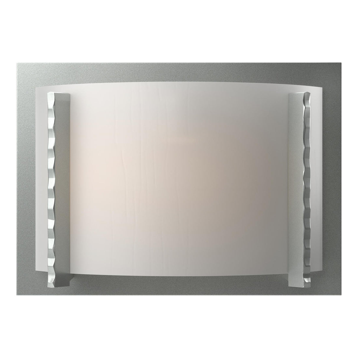 Hubbardton Forge 2001 Vintage Platinum White Art Glass (BB) Forged Vertical Bars Sconce