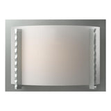 Hubbardton Forge 2001 Vintage Platinum White Art Glass (BB) Forged Vertical Bars Sconce