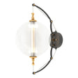 Hubbardton Forge 2017 Black with Brass Accents Clear Glass with Stainless Steel Mesh Tube (YT) Otto Sphere Sconce