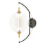 Hubbardton Forge 2017 Black with Brass Accents Clear Glass with Stainless Steel Mesh Tube (YT) Otto Sphere Sconce