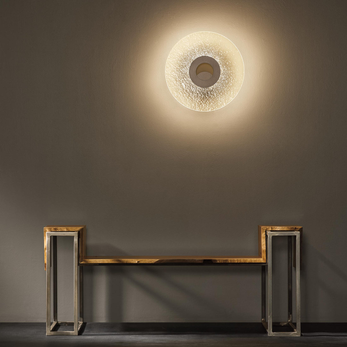 Hubbardton Forge 2022 Soft Gold 21" Clear Textured Glass (YW) Orbit Large LED Sconce