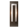Hubbardton Forge 2002 Bronze Opal Glass (GG) Forged Vertical Bar Sconce - Steel Backplate
